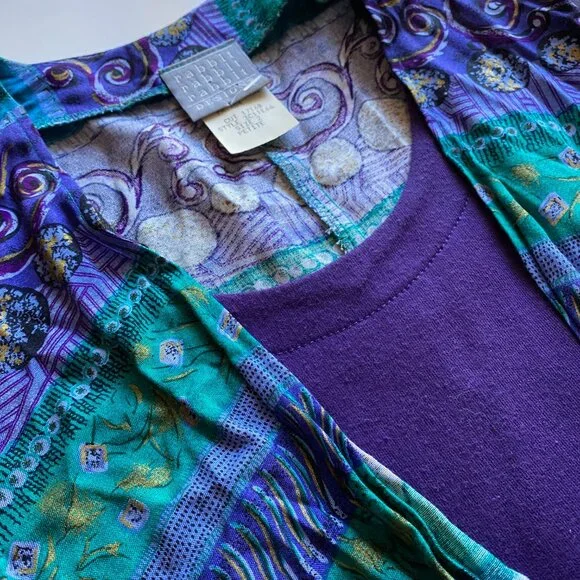 Vintage Rabbit Designs Dress Size 2P Made In USA Shoulder Pads Maxi Dress Green - Picture 8 of 9